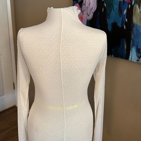 Free People Sheer Mock Neck Long Sleeve Layering Top Size Medium - Picture 4 of 9